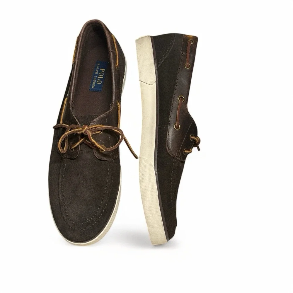 Polo Ralph Lauren Rylander Leather Boat Shoe Brown Men's Size 11.5 Preppy Frat